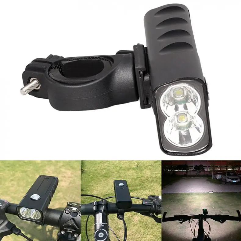 

Waterproof Rechargeable USB 1000LM 2 LED Bicycle Lamp with 360 Degree Rotation Bracket Support 3 Modes Light for Bike Headlight