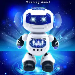 Робот музыкальный робот Электрический робот свет Робот пластик белый и синий Электрический танцевальный свет музыка Прохладный
