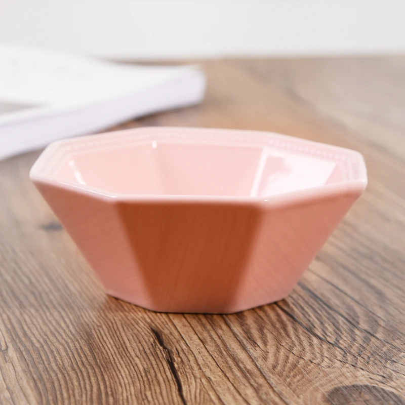 Japanese creative ceramic plate and bowl irregular octagonal snack plate and bowl (7)