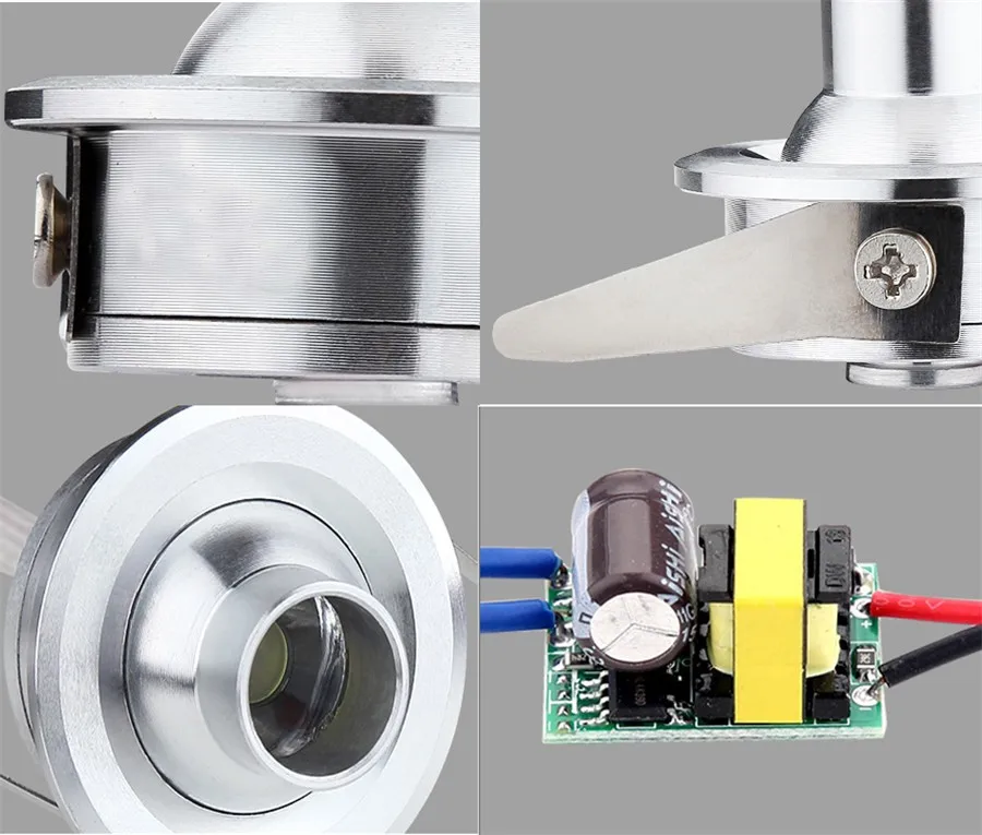 Светодиодный миниподсветка для шкафа 1 Вт Светодиодный светильник AC85-265V Светодиодный точечный светильник содержит светодиодный драйвер