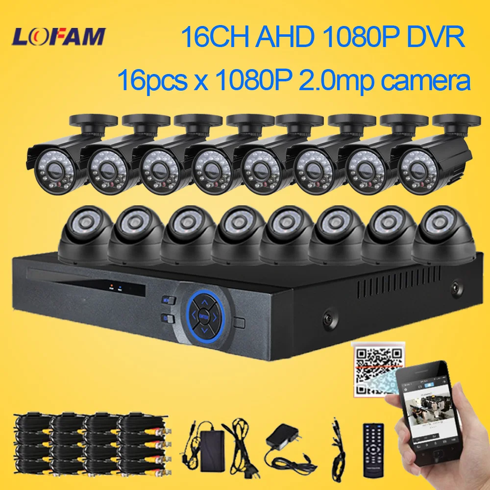 LOFAM HD 16 канальный 1080P AHD 3g wifi DVR комплект 2MP видеонаблюдение Безопасность наружная внутренняя CCTV камера система 16CH DVR система