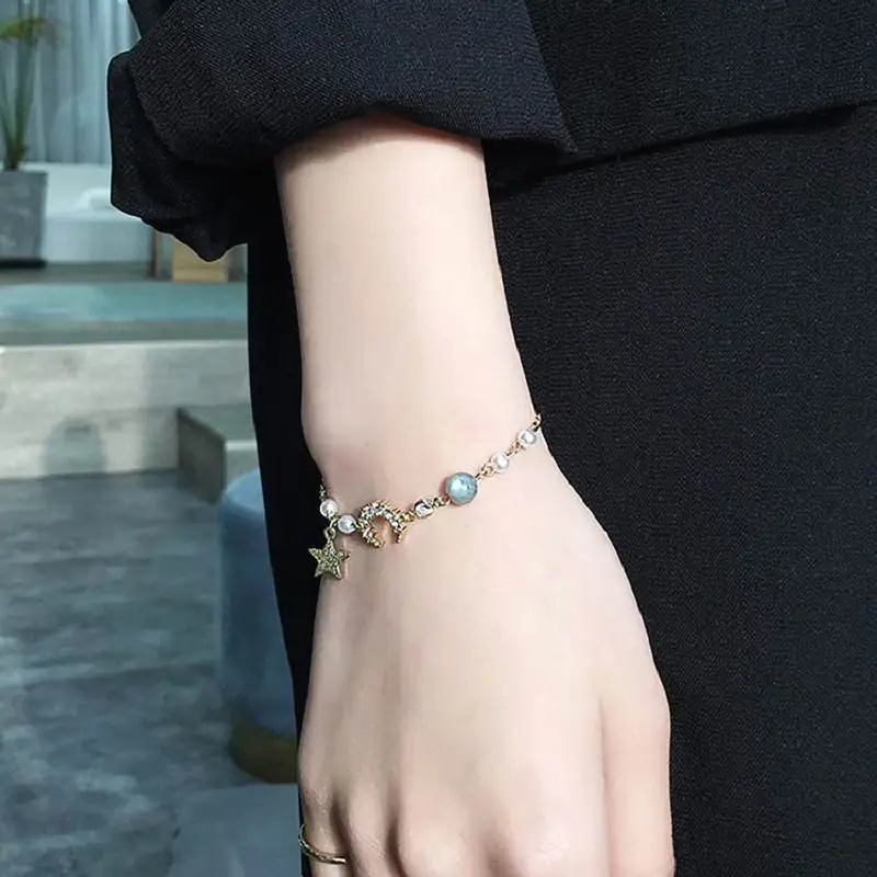 

Simple Stone Star Moon Bracelet For Women Lady Korean New Fashion Jewelry Adjustable Bracelet Wholesale