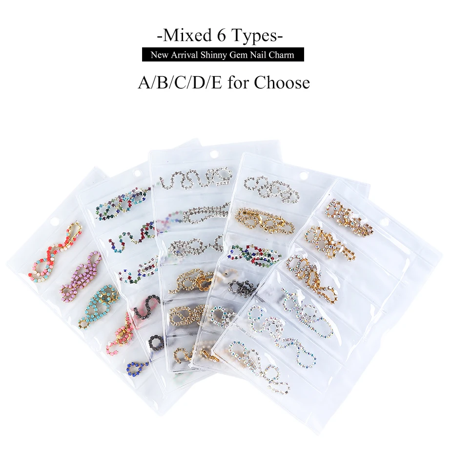 1pack Mixed Japanese Metal Chain Single Claw Nail Art Rhinetone DIY Charms Making Finding Jewelry Nail Decoration Manicure LE799