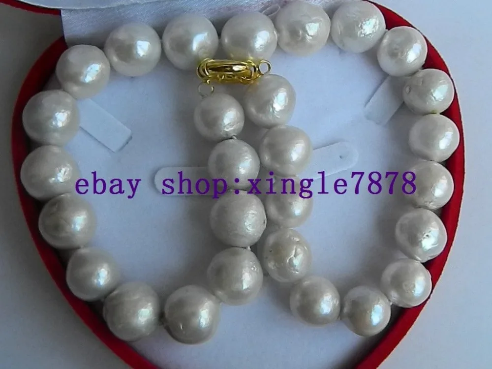 

Big!! Natural White Round 16-18mm Edison Keshi South Sea Pearl Necklace 18" 999