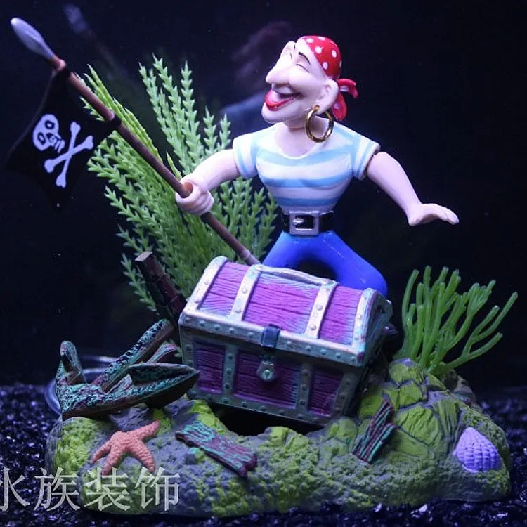 

Pneumatic fish tank landscaping fish tank decoration treasure frog mermaid aquarium landscaping treasure chest