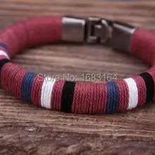 G101 красные крутого серфера молодой хлопковый шарф кожаный браслет наручная повязка наручник Для Мужчин's