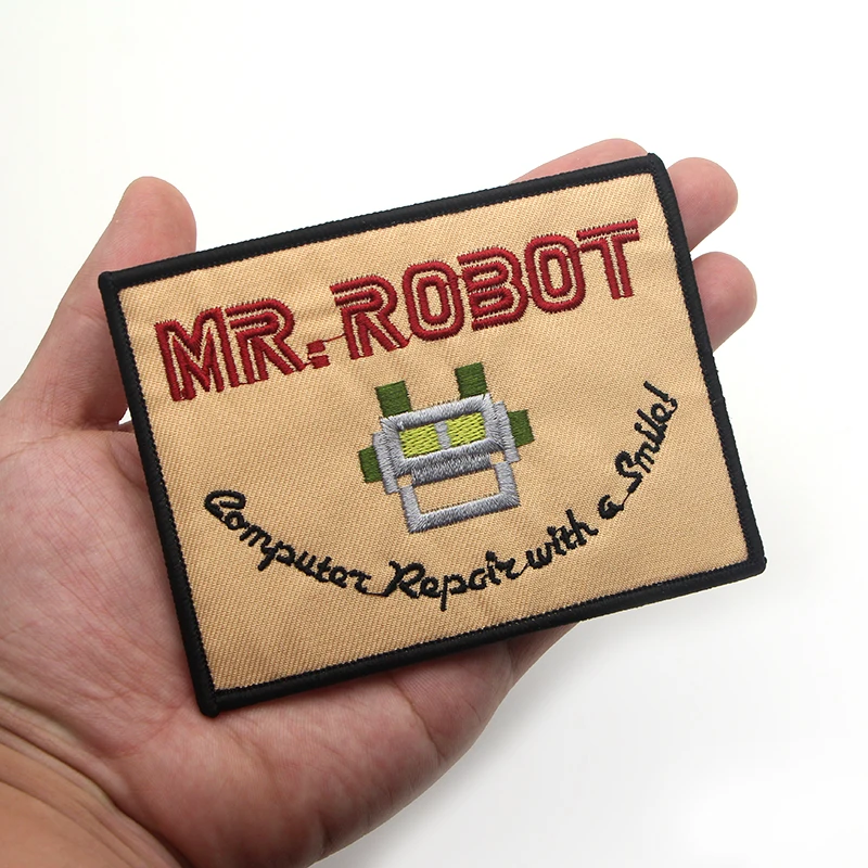 

D0201 MR.ROBOT Iron on Patch Clothing diy Embroidered Sewing Applique Sew On Patches Fabric Apparel Patchwork