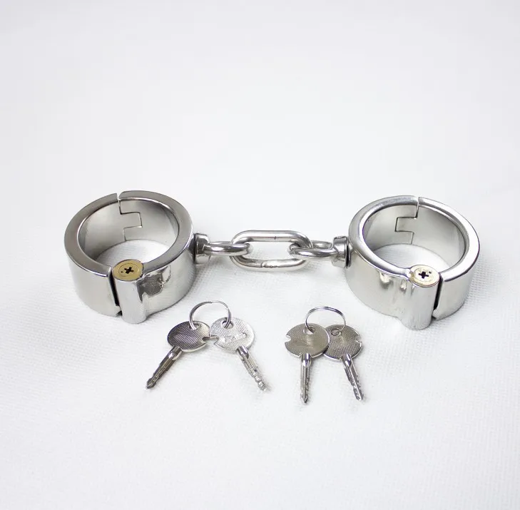 stainless steel handcuffs for sex bondage restraints harness metal hand cuff erotic toys sex slave bdsm fetish sextoys for man high quality leather bondage harness auxiliary sex opne leg slave fetish bdsm bondage restraints bed erotic sex toys for women