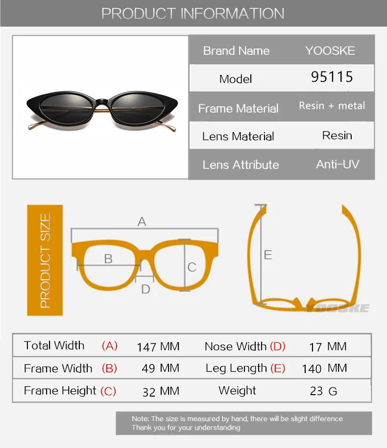 YOOSKE, женские маленькие солнцезащитные очки "кошачий глаз", классические, брендовые, дизайнерские, овальная, металлическая оправа, солнцезащитные очки для женщин, мужские, оттенки