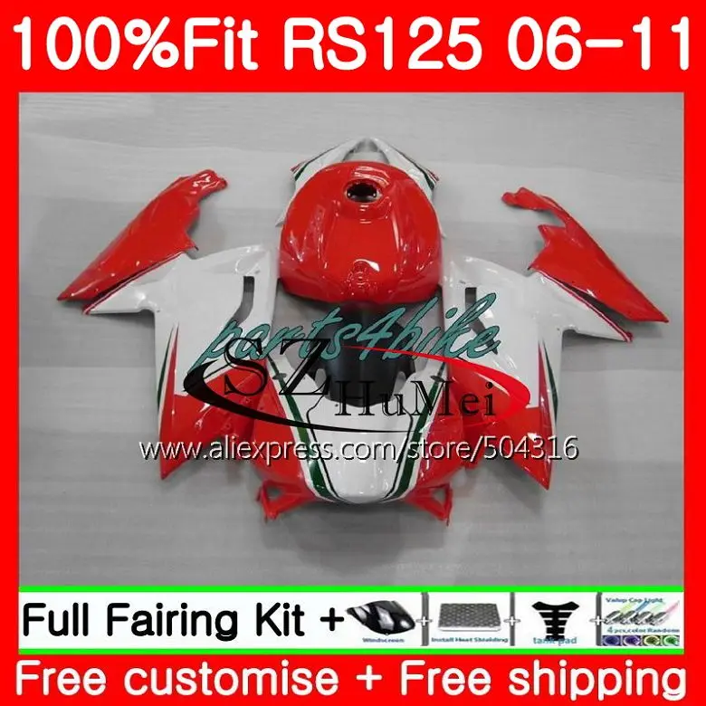 

Injection For Aprilia RS-125 white red RS125 06 07 08 09 10 11 80SH4 RS4 RSV125 RS 125 2006 2007 2008 2009 2010 2011 Fairing