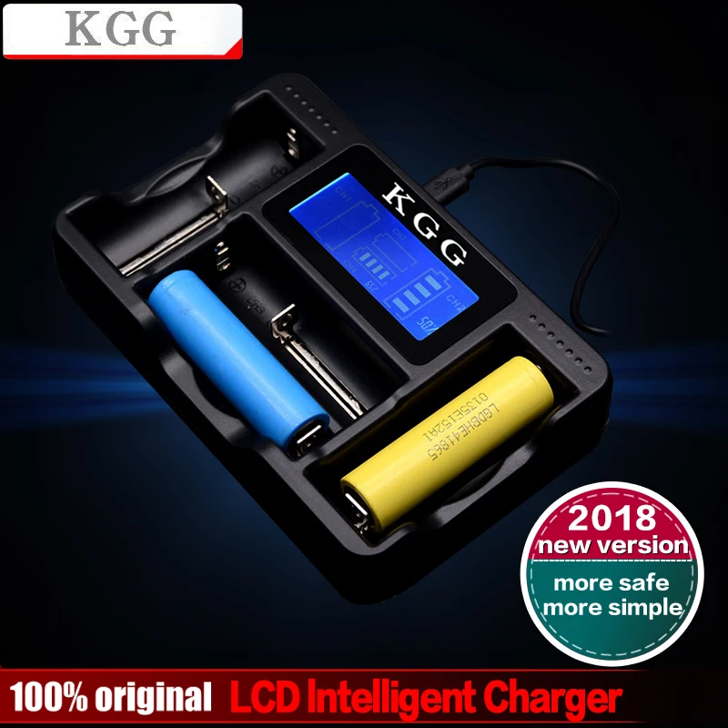 

KGG USB Smart 18650 Battery Charger LCD Display For AA/AAA/AAAA/C 18650 18350 26650 22650 14500 NiMH Battery Smart Charger