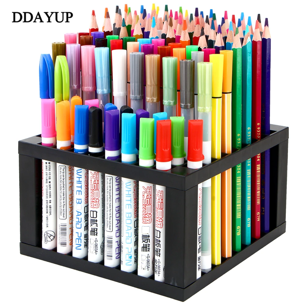 Creative Plastic Pen Holders 96 Holes Storage Box Pencil Case Desktop