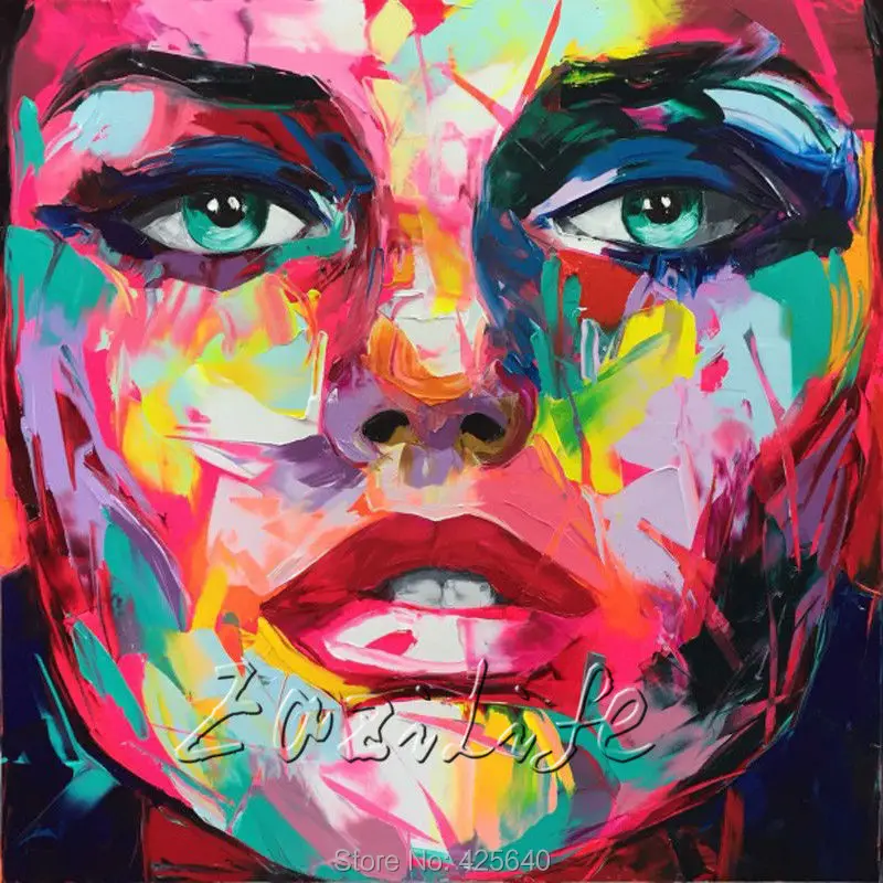 

Francoise Nielly canvas painting caudros decoracion wall Art pictures for living room Palette knife portrait Face Oil painting28