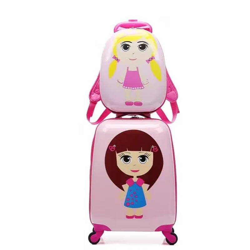 Letrend Cute Girls Rolling Luggage Set Spinner Kids Cartton Backpack