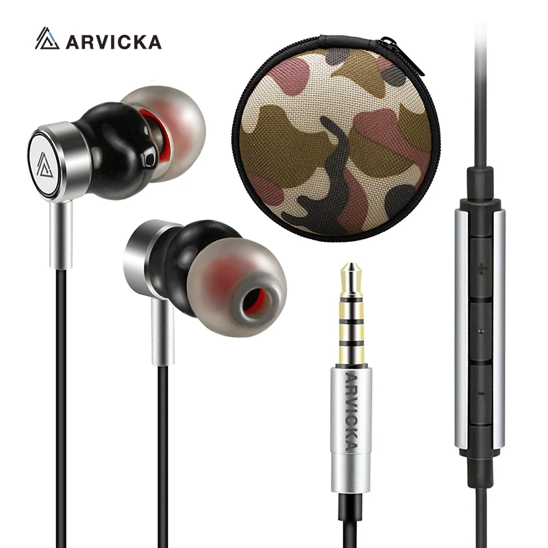 

ARVICKA Dynamic Hybrid Earphones with Volume Control Dual Drivers Mic Handsfree In-Ear HIFI Bass Earphone for iPhone Xiaomi
