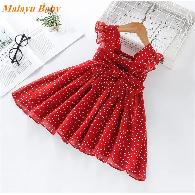 

Malayu Baby Girls dress Summer new girls Chiffon Polka Dot sleeveless dress Girls Princess Dresses 2-7 years kids clothing
