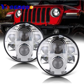 

DOT 7 Inch Round 80W Headlight Kit Hi/Low Beam DRL Projection Led Headlamps For Jeep Wrangler Jk TJ Hummer (Pair DOT SAE E9)