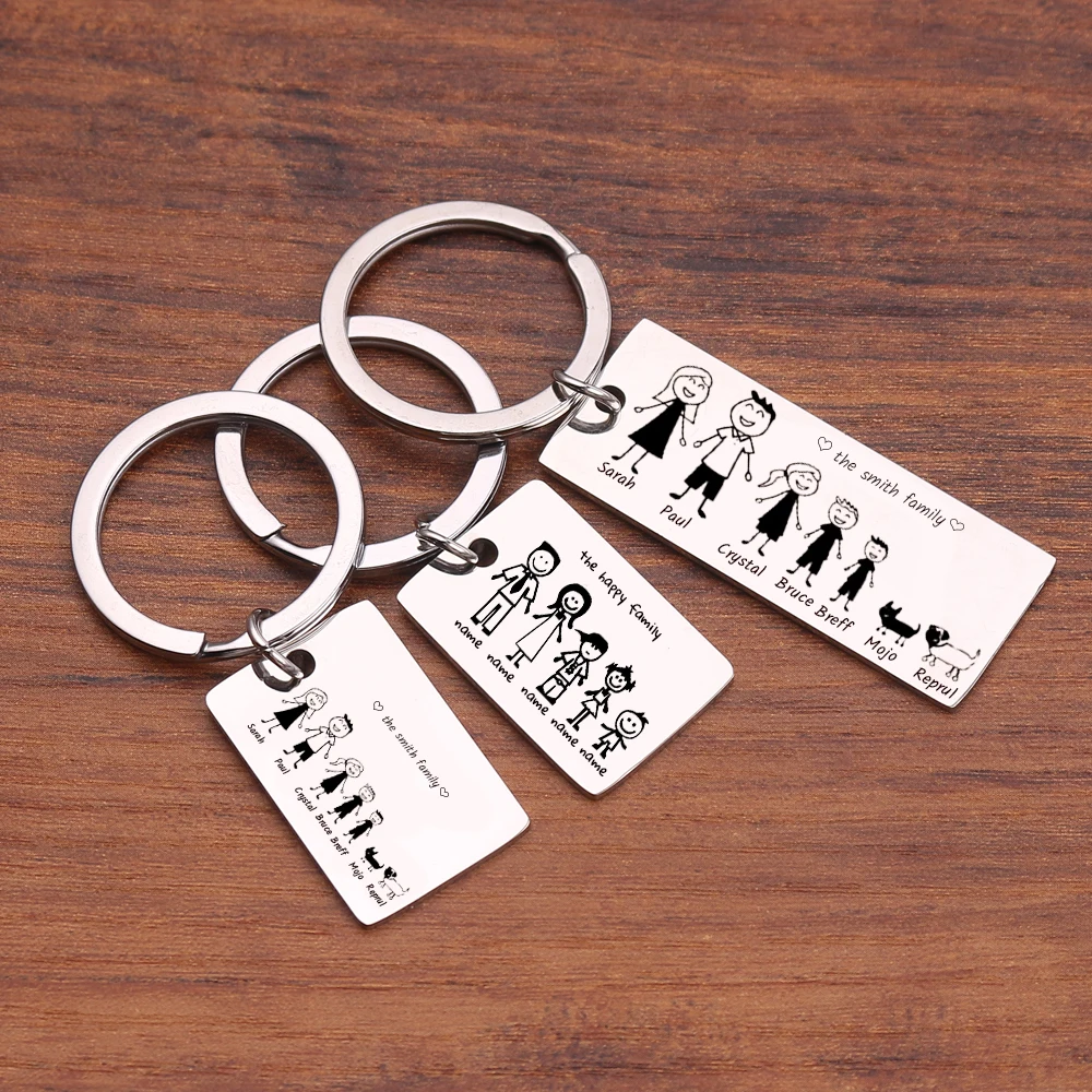 

Family love custom Key Chain Name Customized Personalized Pets Engraved For Parents Children Present Keyring Bag Charm gifts