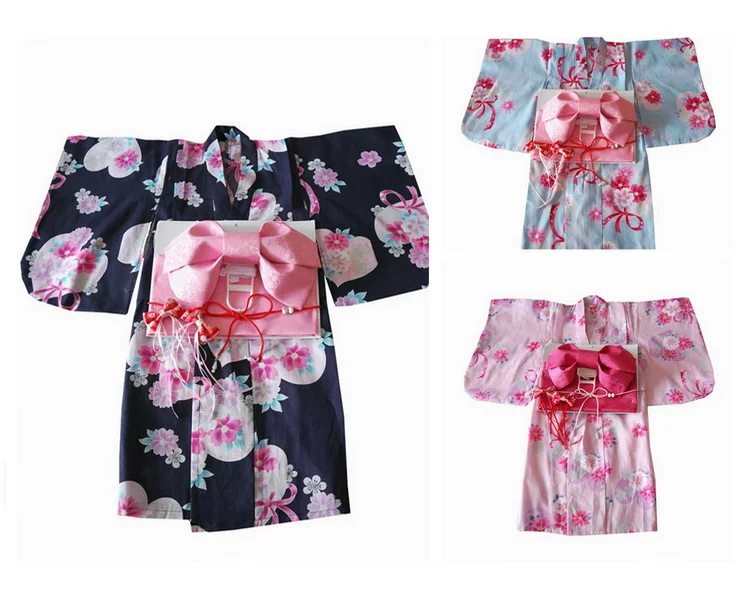 2019 new children peacock yukata clothing girl japanese kimono dress kids yukata haori costume traditional japones girls kimo