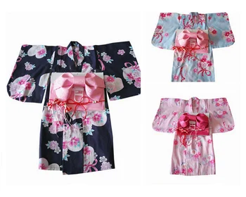 

2019 new children peacock yukata clothing girl japanese kimono dress kids yukata haori costume traditional japones girls kimo