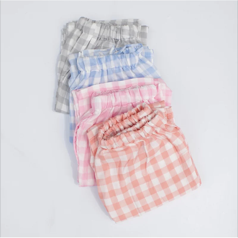 

2018 Autumn Female Brand homewear Women Casual sleepwear bottom Ladies plaid nighty pants Female Double Cotton Yarn trousers