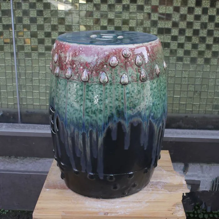 Jingdezhen indoor ceramic Antique home drum porcelain garden stool Glazed hand painted round chinese stool porcelain   (2)
