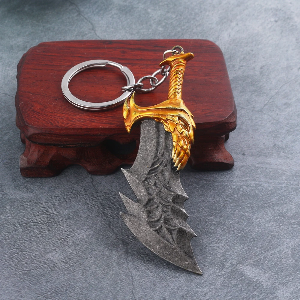 

RJ 3 Color God Of War 4 Kratos Gold Axe Knife Weapons Keychains Avengers Endgame Thor Hammer Keyring For Men Car Bag Accessories