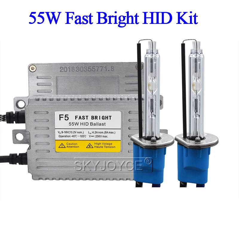 SKYJOYCE AC 55W F5 Fast Bright Ballast HID Kit Xenon H1 H3 HB3 HB4 9012 D2H 5500K HID Bulb Car Light H7 H11 HID Conversion Kit (1)