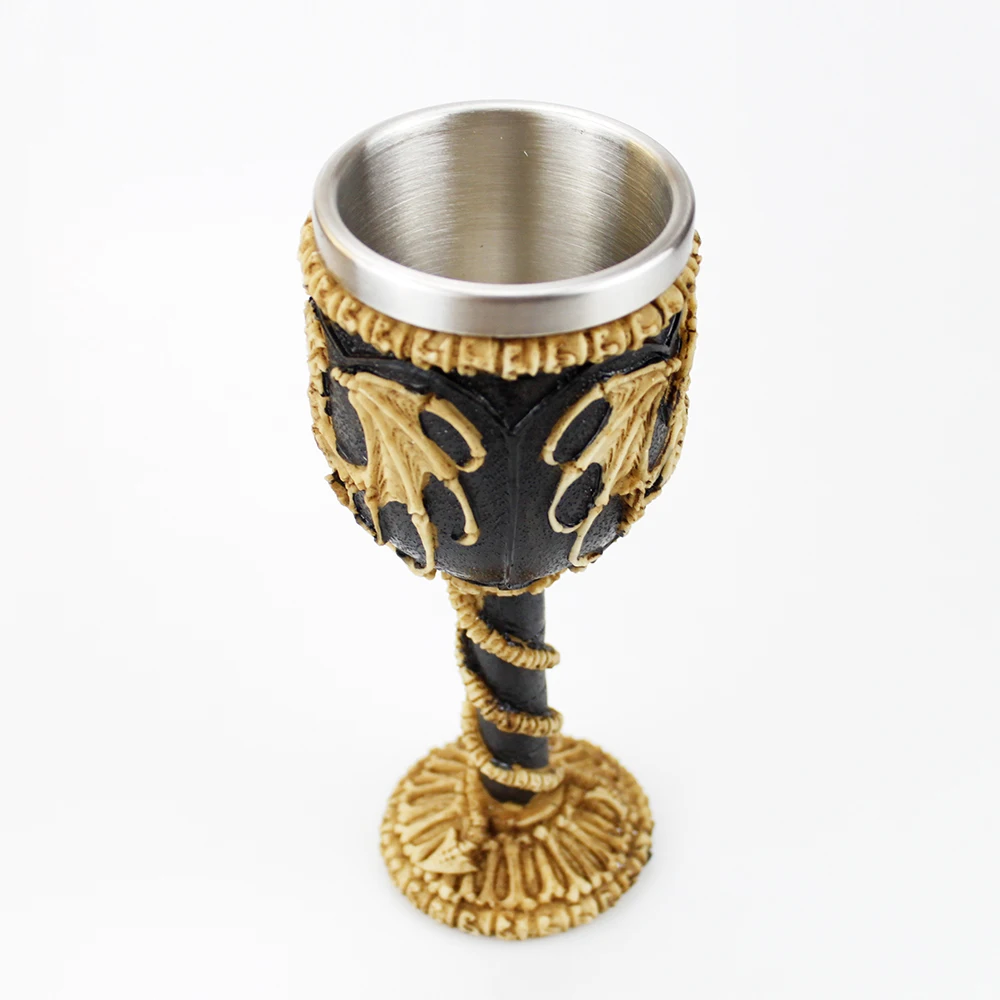 Gothic Wine Goblet Contain Dragon Claw Viking Skeleton Retro Stainless Steel&Resin Wine Glass Halloween Gifts Bar Drinkware