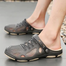 Мужские тапочки; тапочки с отверстиями; мужские вьетнамки; легкие шлепанцы; летняя прозрачная обувь; Мужская Повседневная пляжная обувь; Chanclas