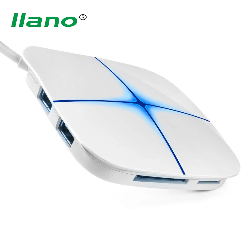 

llano High Speed External USB HUB Adapter 6 Ports USB 2.0 HUB Splitter with LED Light for phone PC Laptop Tablet Camera Printer