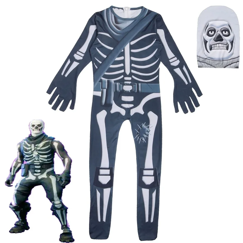 Children Halloween Roblox Skull Trooper Skeleton Cosplay Playing Clothing Ninjago Jumpsuit Minecraft Kids Party Carnival Costume - purple blue metallic holo off shoulder crop top roblox