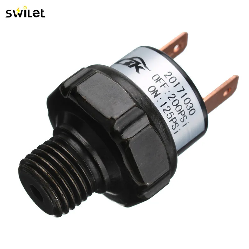 

1PC Air Compressor Tank Pressure Control Switch Valve Heavy Duty 125-200psi NPT1/4 Inch Thread 125 Psi On-200 Psi Off