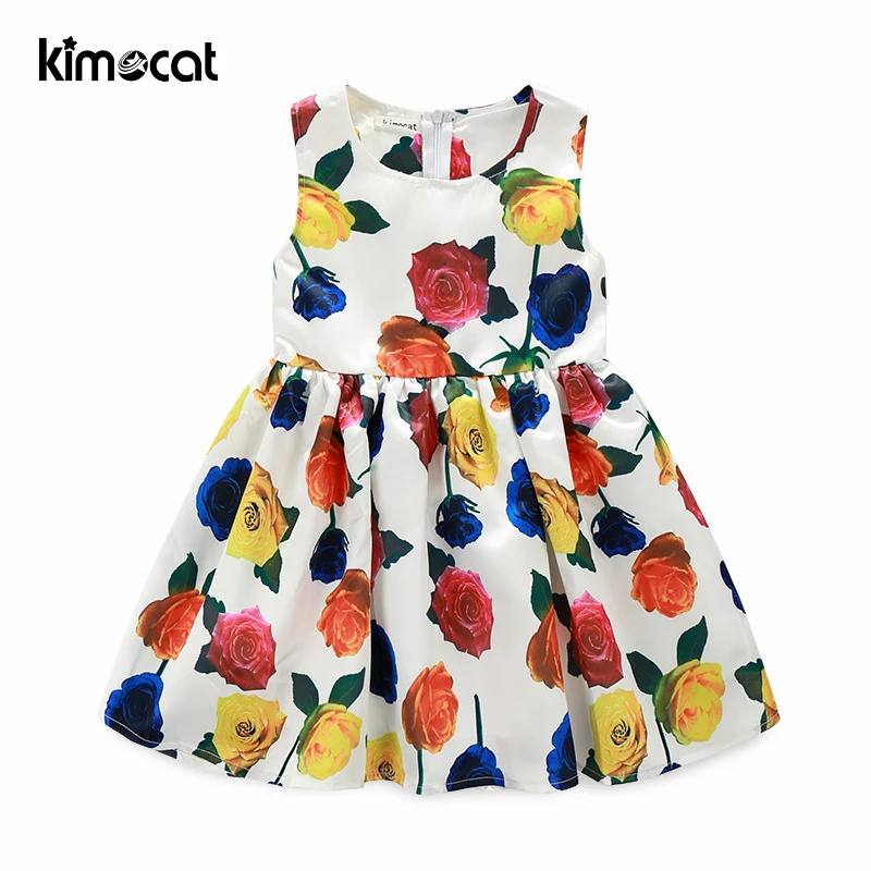 Kimocat Baby Girls Flower Printed Sleeveless Skirt Dress Summer Outfits