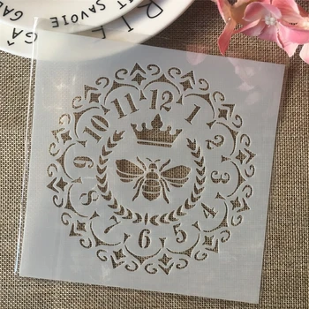 

6*6inch Clock Bee Dial DIY Layering Stencils Painting Scrapbook Coloring Embossing Album Decorative Card Template