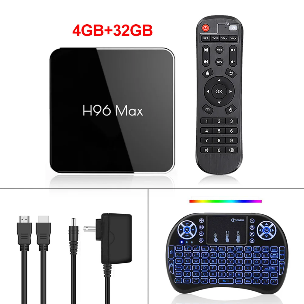 H96 Max x2 Смарт ТВ коробка Android 9,0 ТВ коробка 4K Amlogic S905X2 4 ядра, 4 Гб Оперативная память 32 GB/64 GB Встроенная память 2,4G& 5G, Wi-Fi, H96max X2 комплект компьютерной приставки к телевизору - Цвет: 4G32G 7 color i8