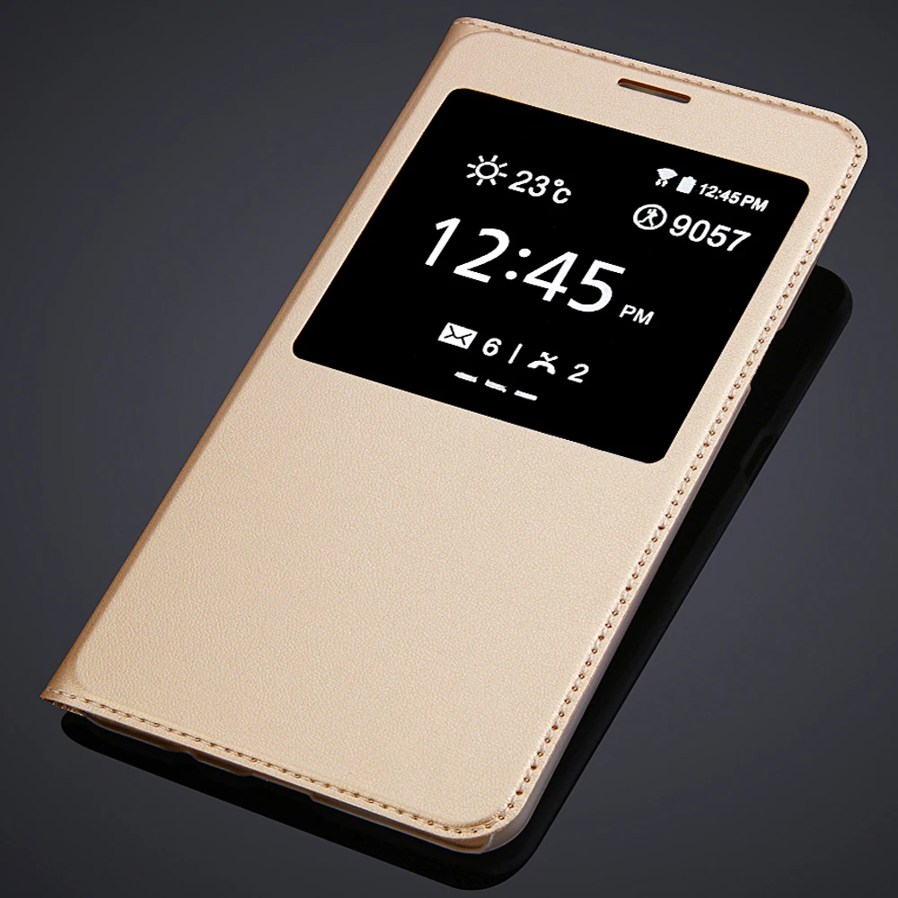 Флип чехол для Samsung GALAXY C9 Pro C9000 из искусственной кожи с окошком экрана телефона