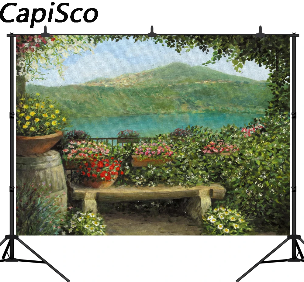 

Capisco spring garden photography backdrop Fairy tale scene flower tree background custom photobooth photocall photobooth studio