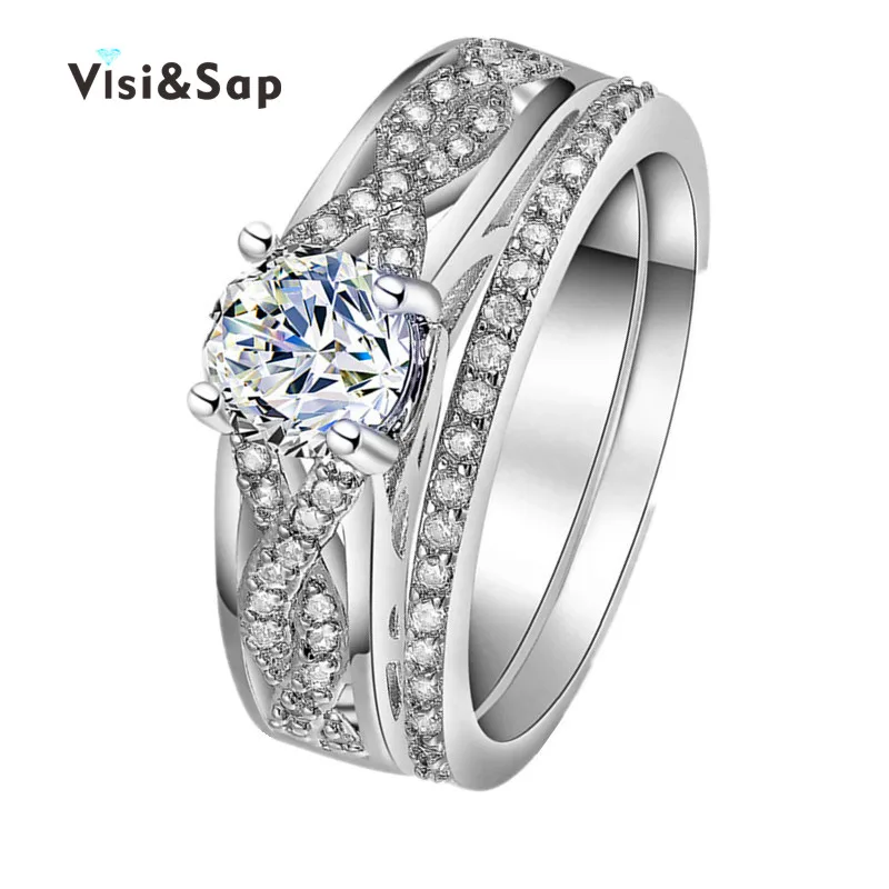 

Vissap White Gold plated Rings For Women vintage Jewelry Wedding Finger ring AAA zirconia Wholesale Discount high quality VSR186