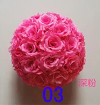 Dark pink Горячий 10''25cm цветочный шар для свадьбы украшения Шелковые целующиеся Pomander розовые цветы шары Свадебный букет Висячие вечерние цветы шар - Цвет: Dark pink