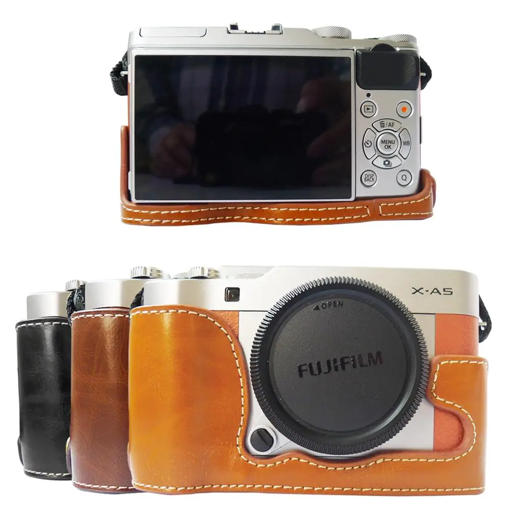 Полный корпус Точная посадка pu кожаный чехол для цифровой камеры сумка крышка с ремешком для fuji фильм XA5 X-A5 15-45 мм объектив
