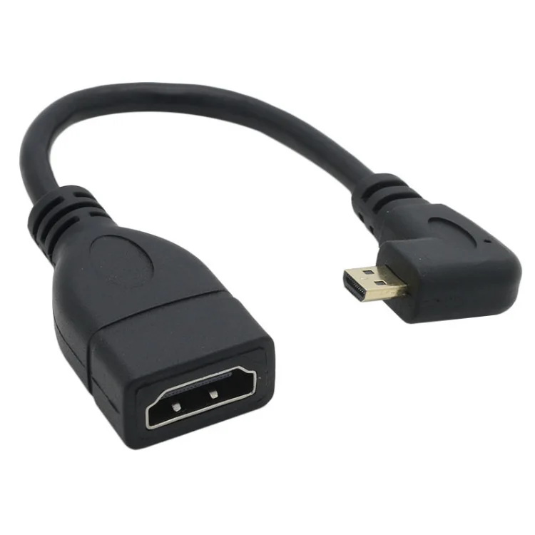 Micro HDMI Male to HDMI Female Adapter Cable Left Angle 90 Degree HDMI Converter Code for PC HDTV Projector - Color: Black