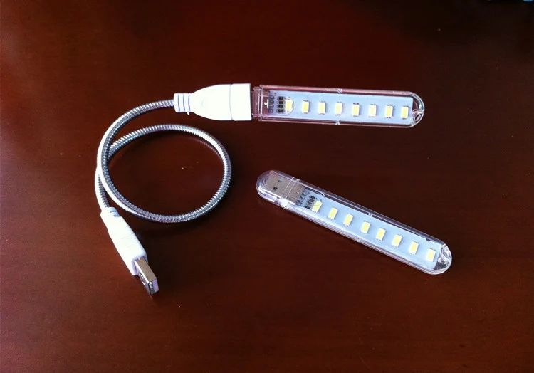 Chiclits 8 Led Night Light Mini 5V USB Book Light Computer Mobile Power USB Light WhiteWarm White (10)