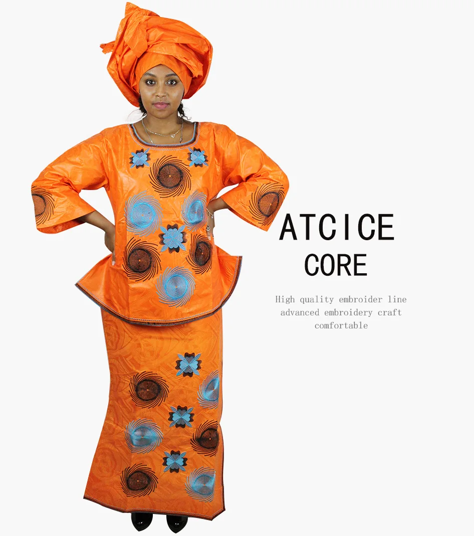 Африканские платья для женщин хлопок Новая африканская мода DEISGN BAIZN RICHE вышитое дизайнерское платье африканская одежда LB006