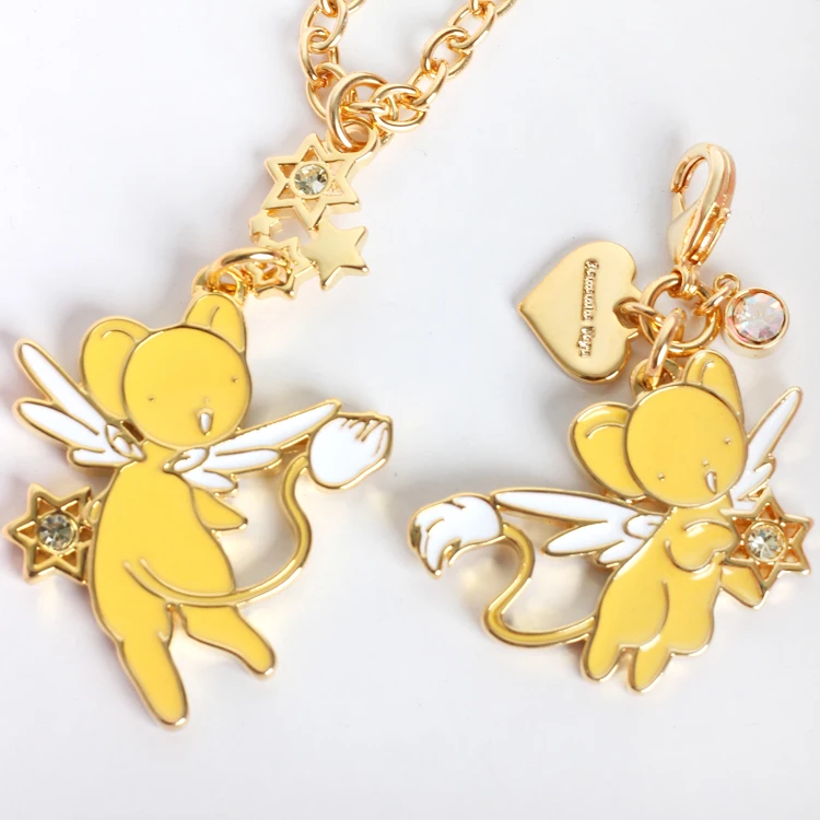 

New Card Captor Sakura Anime Action Figure The Clow Kero Charms Metal Kawaii Cartoon Bag Backpack Pendant Keychain Xmas Gift Toy