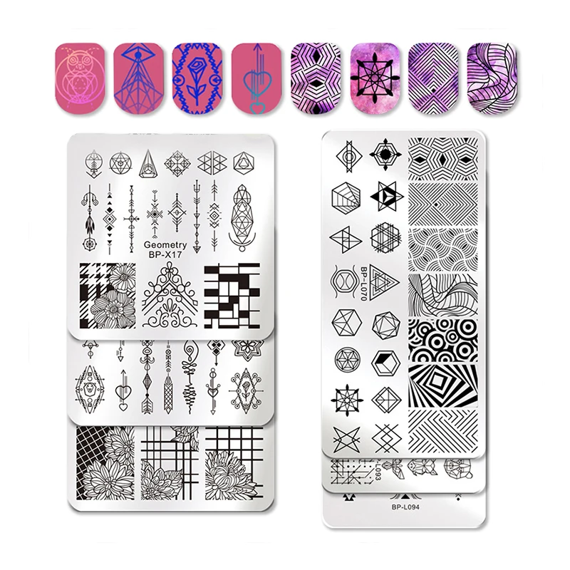 

BORN PRETTY Rectangle Square Nail Stamping Template Floral Image Pattern Printing Plate Mandala Manicure Stencil Nail Tool