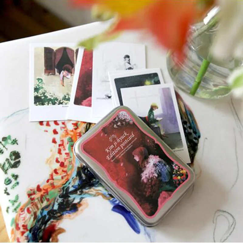 

40pcs/lot Fairytale series tin Box greeting cards set Mini retro postcards European Classical style Cards & Invitations H014