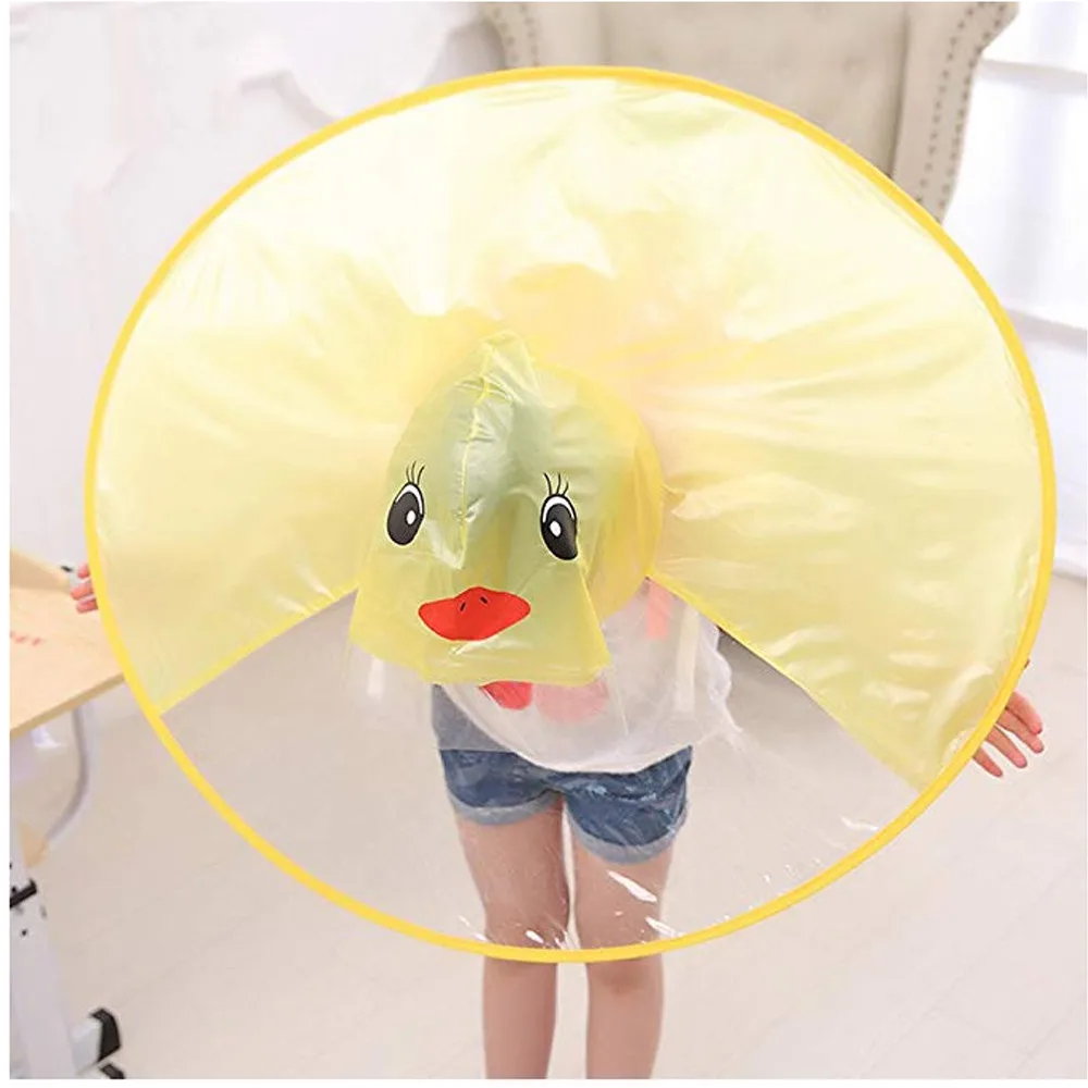 Foldable Rain Coat UFO Adult Child Kids Umbrella Hat Magical Hands Free Raincoat