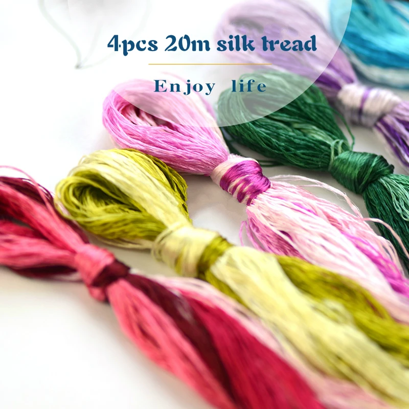 

4 Colors 20m Embroidery Suzhou Embroidery DIY Common Color Silk Line Branch Manual Embroidery Spiraea Wholesale Embroidery Line