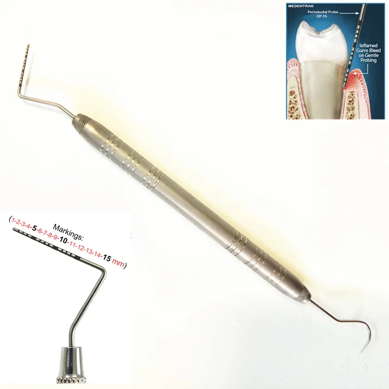 

1pc Dental Stainless Steel Periodontal Probe With Scaler Explorer Instrument Tool Endodontic Equipment Material Probe
